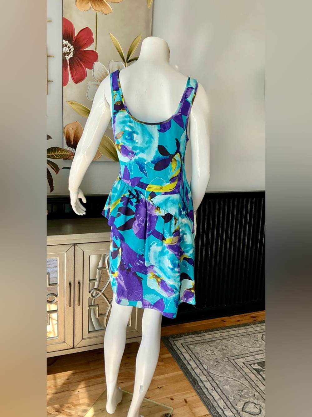 Trina Turk All Silk Vibrant Birthstone Colors Floral lightweight Mini Dress 4 - Picture 6 of 11